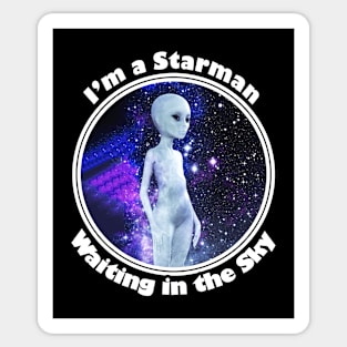 👽 I'm a Starman Waiting in the Sky, Humanoid Alien Space Design Sticker